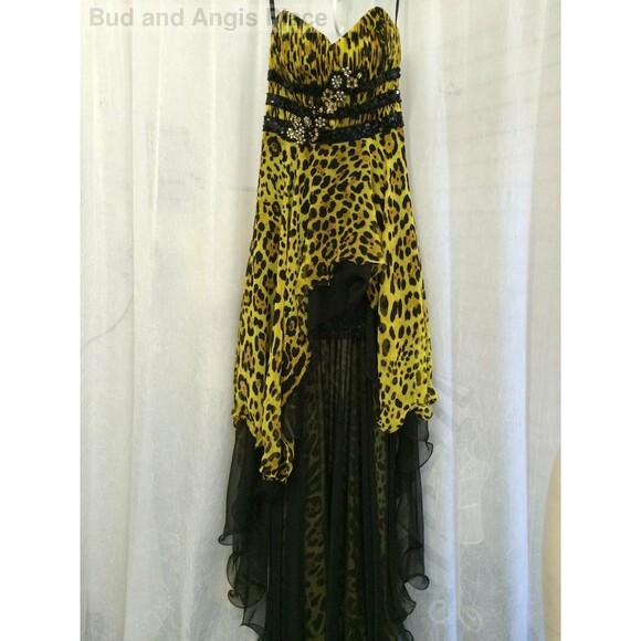 Cassandra Stone Mac Duggal Formal Dress Flash Animal Print Hi-Lo Size 2 NWT - Picture 1 of 8